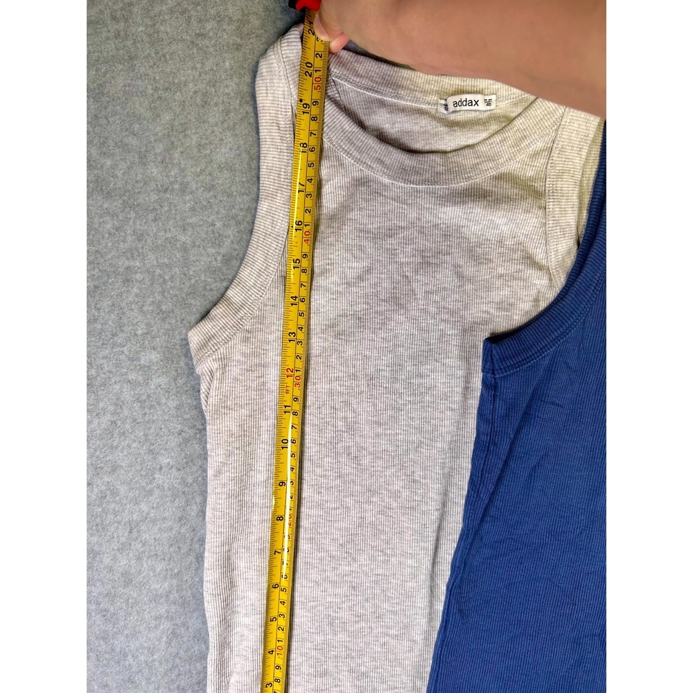 Addax Ribbed Tank Top Womens L Gray Marlin Cotton Stretch Halter Neck Lot Of 2 - Picture 4 of 9